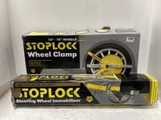 STOPLOCK WHEEL CLAMP 13-15" WHEELS TO INCLUDE STOPLOCK PRO MAXIMUM SECURITY STEERING WHEEL IMMOBILISER