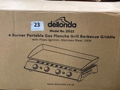 DELLONDA STAINLESS STEEL 4 BURNER PORTABLE GAS PLANCHA GRILL BARBECUE GRIDDLE 10KW - RRP £239