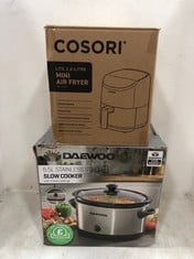 COSORI LITE 2L MINI AIR FRYER CAF-L1211 TO INCLUDE DAEWOO 6.5L STAINLESS STEEL SLOW COOKER