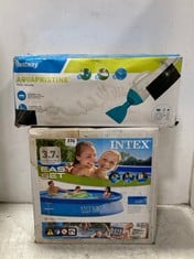 INTEX EASY SET 12FT SWIMMING POOL 28130 TO INCLUDE BESTWAY FLOWCLEAR AQUACRAWL SWIMMING POOL VACUUM 58212