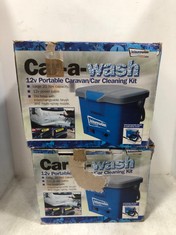 2 X LEISUREWIZE CAR-A-WASH 12V PORTABLE CARAVAN/CAR CLEANING KIT LWACC362