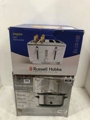 DAEWOO 6.5L SLOW COOKER STAINLESS STEEL TO INCLUDE RUSSELL HOBBS INSPIRE WHITE 4 SLICE TOASTER