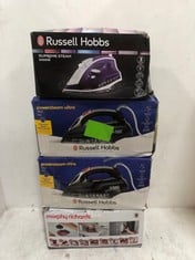 4 X ASSORTED ITEMS TO INCLUDE RUSSELL HOBBS POWERSTEAM ULTRA BLACK IRON