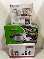 3 X ASSORTED ITEMS TO INCLUDE FINEDINE 10 PIECE STAINLESS STEEL MIXING BOWLS & LIDS SET