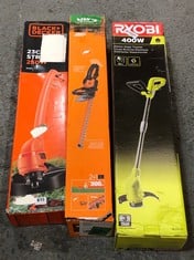 3 X ASSORTED GARDEN TOOLS TO INCLUDE RYOBI 400W 25CM GRASS TRIMMER RLT4125