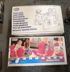 LITTLE TIKES PICNIC TABLE TO INCLUDE LITTLE TIKES ROCKING HORSE