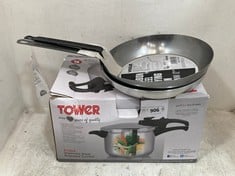 3 X ASSORTED ITEMS TO INCLUDE TOWER 6L STAINLESS STEEL PRESSURE COOKER