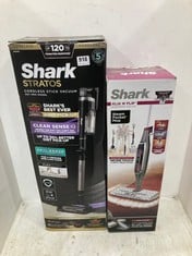 SHARK KLIK N' FLIP SMARTRONIC DELUXE STEAM POCKET MOP TO INCLUDE SHARK STRATOS PET PRO MODEL CORDLESS STICK VACUUM