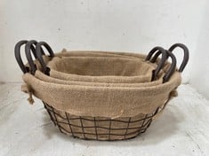 4 X STONE THE CROWS SET OF 3 SHALLOW OVAL BASKETS-LNG 27/31/35CM - TOTAL RRP £180