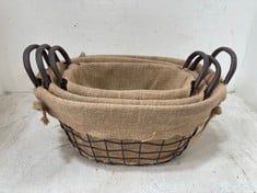 4 X STONE THE CROWS SET OF 3 SHALLOW OVAL BASKETS-LNG 27/31/35CM - TOTAL RRP £180