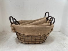 4 X STONE THE CROWS SET OF 3 SHALLOW OVAL BASKETS-LNG 27/31/35CM - TOTAL RRP £180