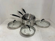 JOHN LEWIS THE PAN 3 PIECE SAUCEPAN SET WITH LIDS - RRP £110