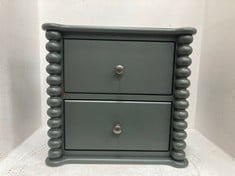 JOHN LEWIS BOBBIN 2 DRAWER BEDSIDE TABLE IN GREEN - RRP £225