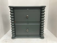 JOHN LEWIS BOBBIN 2 DRAWER BEDSIDE TABLE IN GREEN - RRP £225