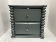 JOHN LEWIS BOBBIN 2 DRAWER BEDSIDE TABLE IN GREEN - RRP £225