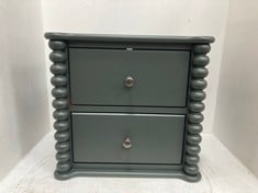 JOHN LEWIS BOBBIN 2 DRAWER BEDSIDE TABLE IN GREEN - RRP £225