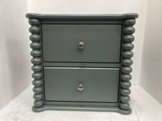 JOHN LEWIS BOBBIN 2 DRAWER BEDSIDE TABLE IN GREEN - RRP £225