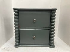 JOHN LEWIS BOBBIN 2 DRAWER BEDSIDE TABLE IN GREEN - RRP £225