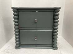 JOHN LEWIS BOBBIN 2 DRAWER BEDSIDE TABLE IN GREEN - RRP £225