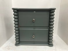 JOHN LEWIS BOBBIN 2 DRAWER BEDSIDE TABLE IN GREEN - RRP £225