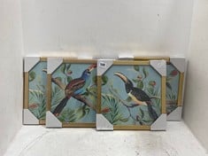 4 X ASSORTED JOHN LEWIS FRAMED ART PRINTS TO INCLUDE JOHN LEWIS AIMEE WILSON 'PARADISE TOUCAN I' FRAMED PRINT