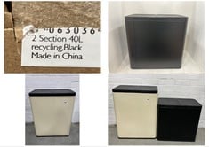 JOHN LEWIS 2 SECTION RECYCLING BIN WITH HANDLES 60L IN CREAM - RRP £100 AND JOHN LEWIS 2 SECTION RECYCLING BIN WITH HANDLES 40L IN BLACK- RRP £85