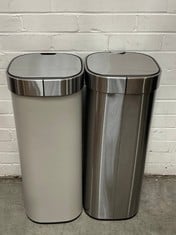 JOHN LEWIS TOUCH TOP 40L BIN STAINLESS STEEL AND JOHN LEWIS TOUCH TOP 40L BIN IN BLACK