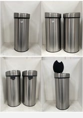 2 X JOHN LEWIS STAINLESS STEEL ROUNDED TOUCH BIN 40L