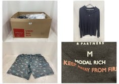 BOX OF ASSORTED JOHN LEWIS CLOTHES TO INCLUDE JOHN LEWIS ZIP THROUGH MDL HOODIE BLACK SIZE MEDIUM