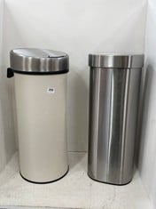 2 X JOHN LEWIS TOUCH TOP BIN STAINLESS STEEL 40L