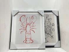 JOHN LEWIS LUCY DEANER 'FLOWERS IN A PEDASTAL VASE' FRAMED PRINT & MOUNT AND JOHN LEWIS LUCY DEANER 'THE LOBSTER' FRAMED PRINT & MOUNT