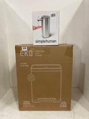 EKO X CUBE STEP BIN IN STAINLESS STEEL AND SIMPLEHUMAN SENSOR PUMP