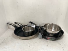 4 X ASSORTED TEFAL SAUCEPANS TO INCLUDE TEFAL THERMO-FUSION STAINLESS STEEL SMALL SAUCEPAN