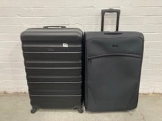 JOHN LEWIS 75CM 4-WHEELED HARDSHELL SUITCASE IN BLACK TO INCLUDE JOHN LEWIS 73CM 20-WHEEL LARGE SUITCASE IN BLACK- RRP £130