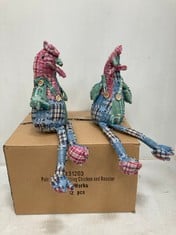 36 X STONE THE CROWS PAIR OF SM SITTING CHICKEN/ROOSTER - HEIGHT 39CM - TOTAL RRP £1368