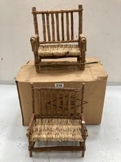 24 X STONE THE CROWS MINI WOODEN WOVEN CHAIR