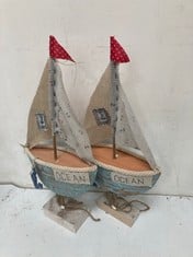 6 X STONE THE CROWS LARGE BOAT ON STAND - HEIGHT 54CMS - TOTAL RRP £240