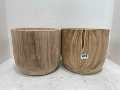 2 X STONE THE CROWS WOOD INDOOR LARGE PLANTER