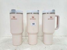 3 X STANLEY QUENCHER H2.0 FLOWSTATE TUMBLR SHALE IN ROSE QUARTZ 40 OZ