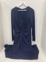 RALPH LAUREN LAUREN NADIRA MAXI DRESS IN BLUE NAVY SIZE 14 - RRP £279