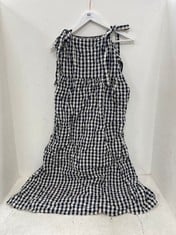 BARBOUR STRAPPY GINGHAM MIDI DRESS IN LIGHT BLUE AND NAVY SIZE 10