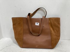 JOHN LEWIS AND/OR LEATHER AND SUEDE TOTE HANDBAG IN TAN - RRP £119