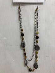 72 X STONE THE CROWS SILVER/BRONZE METALLIC BEADS NECKLACE