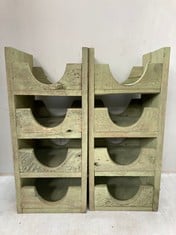 2 X STONE THE CROWS RUSTIC GREEN 4 TIER WINE RACK