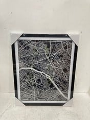 7 X PARIS MAP FRAMED ART PRINTS - SIZE 45 X 54CM