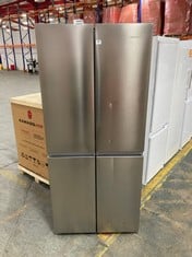 HISENSE FREESTANDING AMERICAN STYLE 4 DOOR FRIDGE FREEZER IN STAINLESS STEEL - MODEL NO. RQ563N4AI1 - RRP £1879 (ZONE 1)