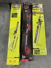 3 X ASSORTED GARDEN TOOLS TO INCLUDE RYOBI 18V CORDLESS HEDGE TRIMMER (ZONE 2)