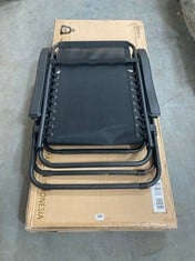 PORTABLE CAMPING CHAIR IN BLACK TO INCLUDE VIDAXL SUN LOUNGERS IN BLACK (ZONE 2)