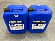 2 X FERNOX FC1 INHIBITOR CORROSION AND LIMESCALE INHIBITOR FOR COMMERCIAL HEATING SYSTEM 20L - TOTAL LOT RRP £396 (ZONE 1) (COLLECTION ONLY)