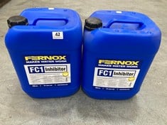 2 X FERNOX FC1 INHIBITOR CORROSION AND LIMESCALE INHIBITOR FOR COMMERCIAL HEATING SYSTEM 20L - TOTAL LOT RRP £396 (ZONE 1) (COLLECTION ONLY)